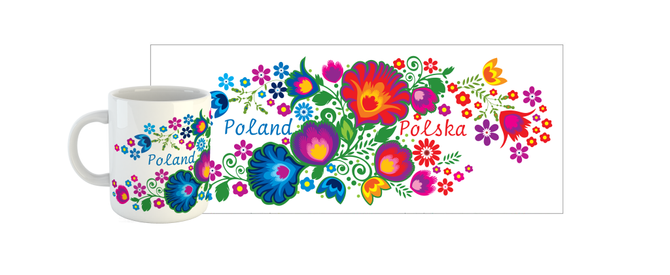 Mug "Poland" with Flower motive